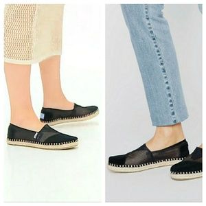 TOMS Mesh Suede Espadrilles Black Slip On Shoes